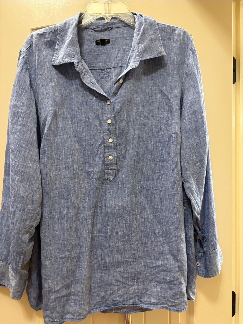 Talbots Light Blue Linen Casual Button-Front Shirt